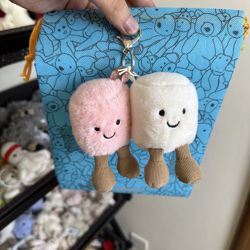 Cute And Creative Plush Doll Keychain In The Style Of Fun Jelly, Featuring Eggplant And Croissant Designs - Image 1